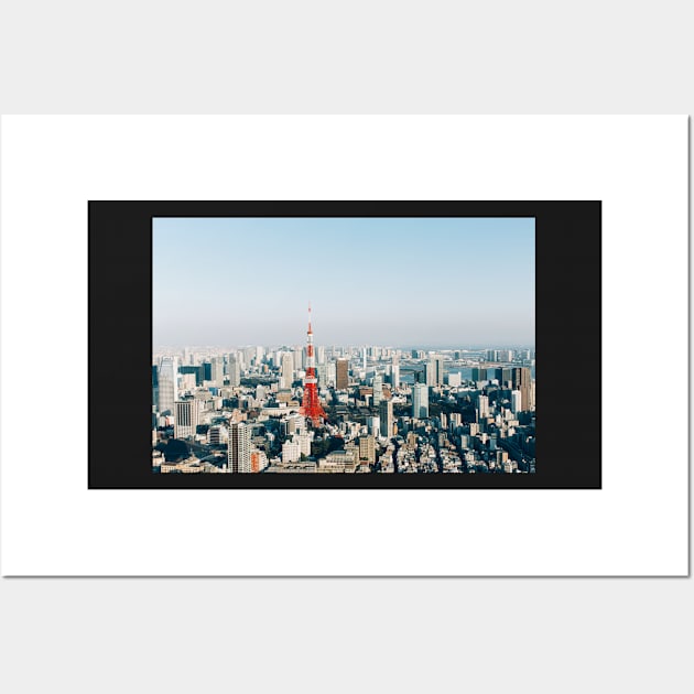 Tokyo Cityscape With Tokyo Tower on Sunny Day Wall Art by visualspectrum